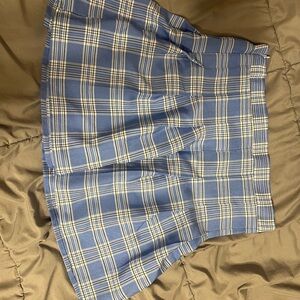 Blue flannel mini skirt